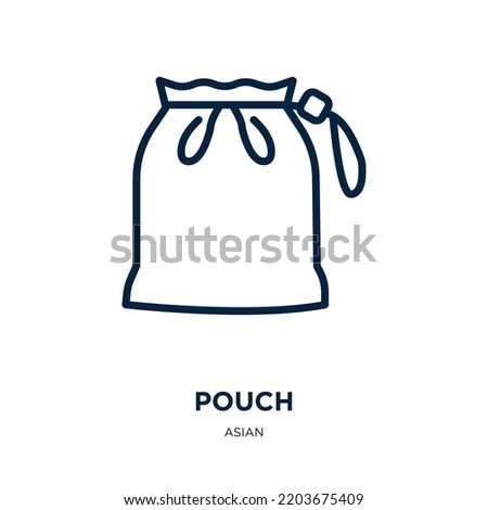 pouch icon from asian collection. Thin linear pouch, bag, retail outline icon isolated on white background. Line vector pouch sign, symbol for web and mobile Royalty-Free Stock Photo #2203675409