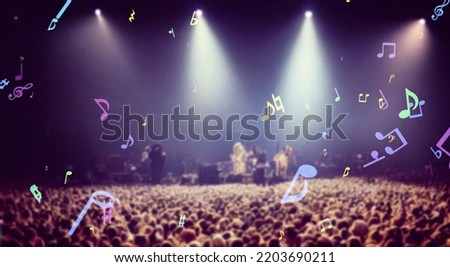 Music concert venue. live house. Wide angle visual for banners or  advertisements. Royalty-Free Stock Photo #2203690211
