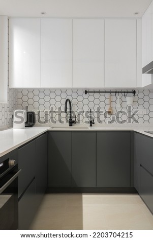 Kitchen furniture with faucet and sink