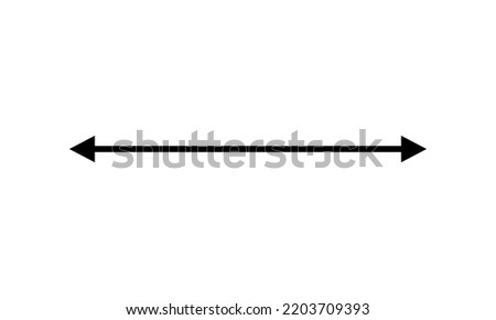 Thin long straight black double arrow. Vector illustration. Isolated on white background.