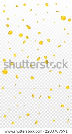 European Union Euro coins falling. Scattered gold EUR coins. Europe money. Jackpot wealth or success concept. Vector illustration.