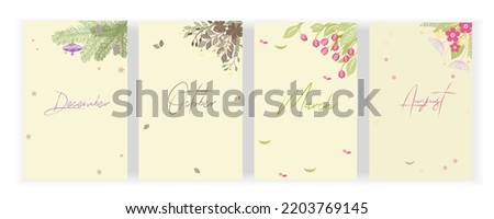 Set of trendy Autumn, Fall, Spring, Summer floral backgrounds. Graphic design for social media posts, mobile apps, cards, invitations, banners design and web internet ads. Vector illustration.