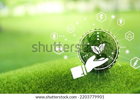 Reduce CO2 emission concept. Developing sustainable CO2 concepts and renewable energy businesses An environmentally friendly approach using renewable energy and can limit climate change climate. Royalty-Free Stock Photo #2203779901