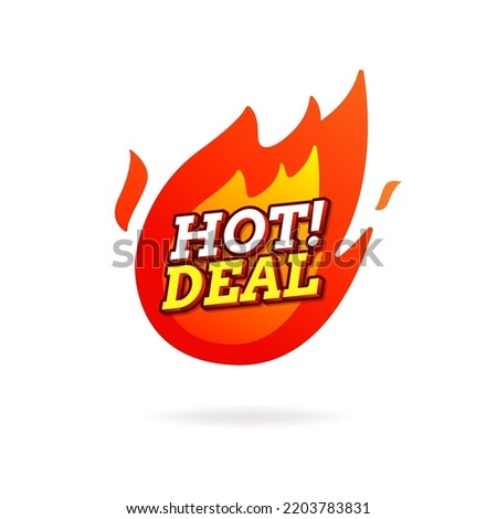Hot deal flaming label. Sale promotion banner vector. Royalty-Free Stock Photo #2203783831
