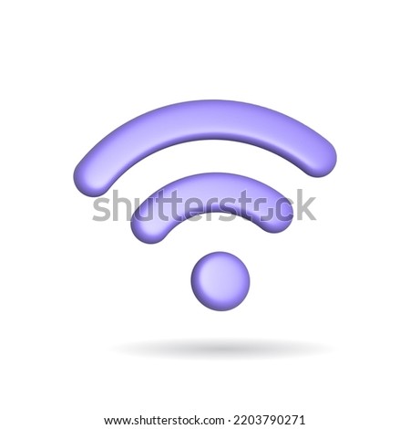 3d rendering wifi radio signal icon. Illustration with shadow isolated on white background.