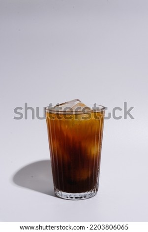 Ice Americano ,Cold Brew, Black Coffee in Glasses White Background , Studio lighting 