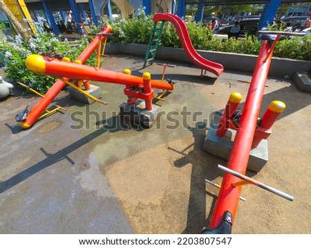 Photo of a playground for children, built along the side of the city square of Cicalengka - Indonesia.