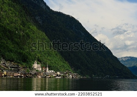 Scenic view of famous Hallstatt mountain village in the Austrian Alps, Salzkammergut region, Austria.