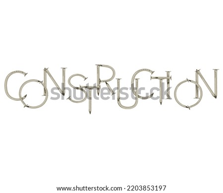 Word Construction is made of nails isolated on white background