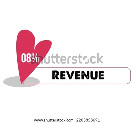8 % Revenue sign label vector art illustration with stylish looking font and red and black color with yellow background