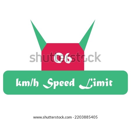 6 kmh Speed Limit sign label vector art illustration with stylish looking font and pink and green color with red background