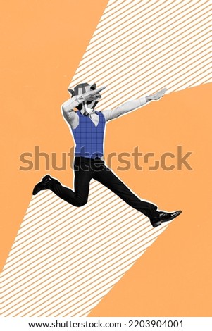Creative poster collage of funky funny gentleman dancer nightclub masquerade raccoon mask jumping dancing entertain perform party host