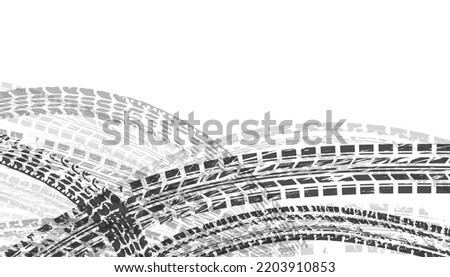Background with tire wheel marks of cars. Vector illustration Royalty-Free Stock Photo #2203910853