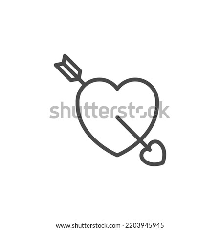 Heart with Arrow. Heart with arrow icon. Valentines day vector line icon , Cupid dart pierced to the heart. Arrow of cupid, Love symbol with arrow. Happy Valentines day vector design