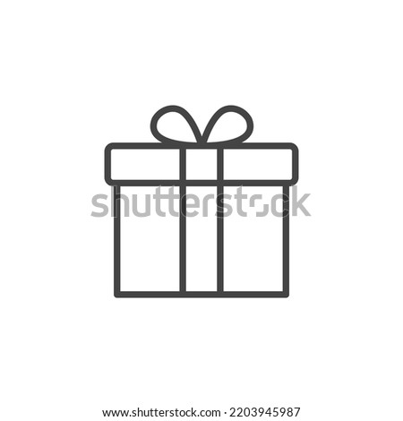 Gift box with ribbon line icon, outline vector sign, linear style pictogram isolated on white. Symbol, logo illustration. Editable stroke. Pixel perfect