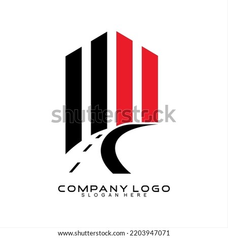 Real Estate logo design with apartment and highway concepts.