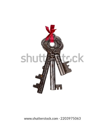Old rusty antique key bundle isolated cutout Royalty-Free Stock Photo #2203975063
