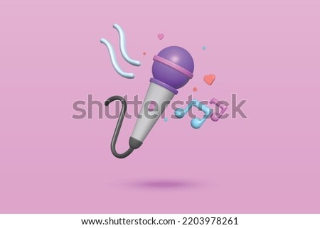 Microphone singing concept on pink background. 3d vector illustration design. Royalty-Free Stock Photo #2203978261