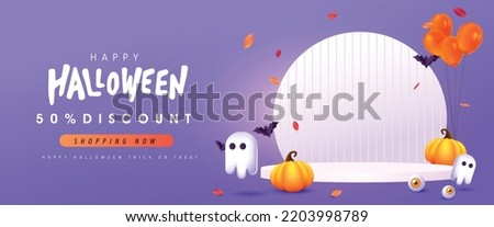 Halloween background design with product display cylindrical shape and Festive Elements Halloween