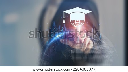 E-learning technology concept.
Online education, webinar, online courses. Training to employee, compliance, customer, partner through digital resources. Creating E-learning organizational culture. Royalty-Free Stock Photo #2204005077