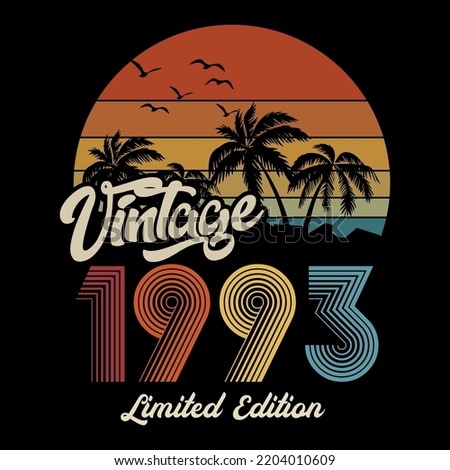 1993 vintage retro t shirt design, vector, black background