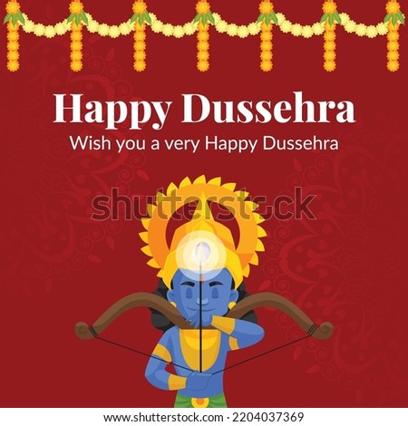 Wish you a very happy Dussehra Indian festival banner design template.