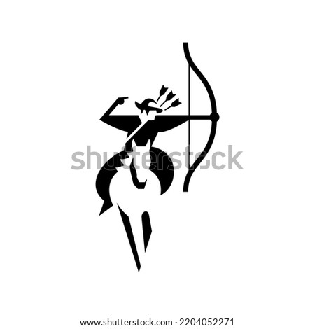 Yabusame, the art of shooting arrows on horseback ceremony, flat icon vector illustration