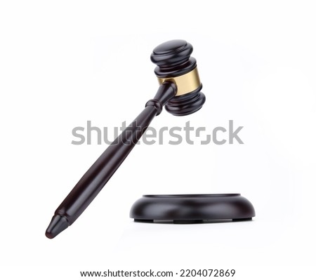 Wooden judge gavel isolated on white background