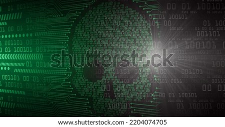 cyber hacker attack background, skull vector