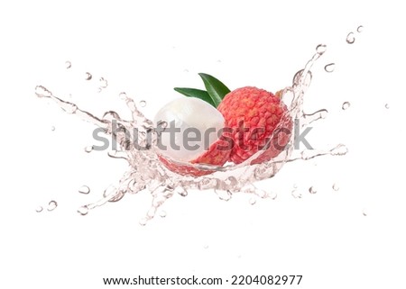 Lychee fruit juice splash isolated on white background. Royalty-Free Stock Photo #2204082977