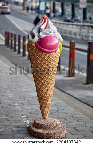 Plastic ice cream cone decoration in the street in Dinant - Belgium