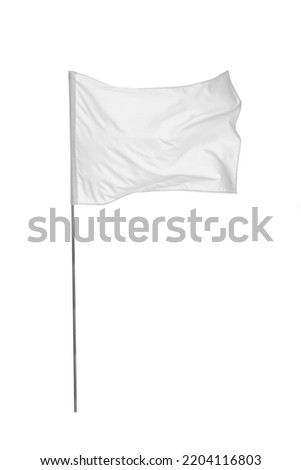 Blank flag isolated on white. Mockup for design Royalty-Free Stock Photo #2204116803