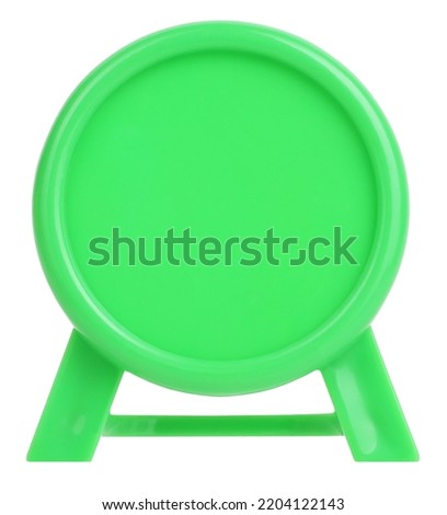 Green round sign billboard empty panel outdoor advertising board isolated on white background