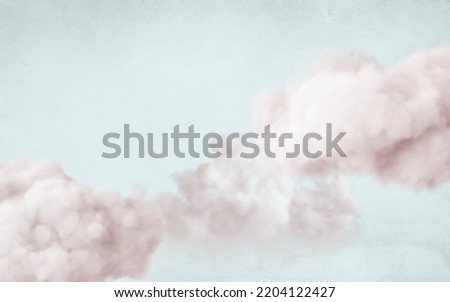Pink Puffy Clouds with Blue Sky Wallpaper Mural