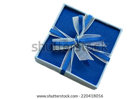 Blue gift box  on white isolate background.