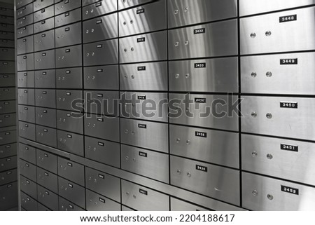 Safe deposit boxes of an a bank Royalty-Free Stock Photo #2204188617