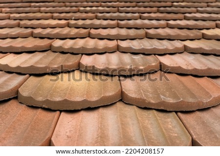 Detail of clay tiles on a traditional roof, to isolate from the weather.