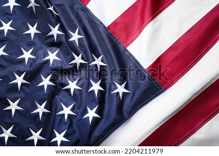 National flag of America as background, top view