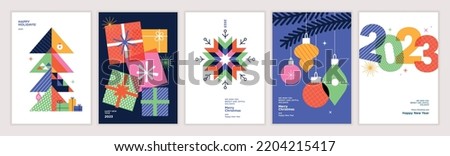 2023 Merry Christmas and Happy New Year greeting cards set. Vector illustration concepts for background, greeting card, party invitation card, website banner, social media banner, marketing material.