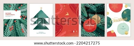 Christmas and New Year 2023 greeting cards set. Modern vector illustration concepts for greeting card, website and mobile website banner, party invitation card, posters, social media banners. Royalty-Free Stock Photo #2204217275