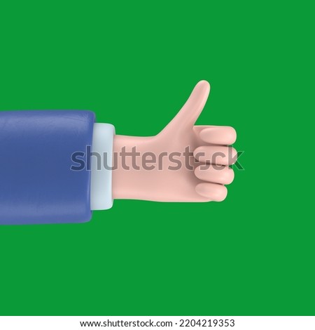 Green Screen Mock-up. businessman hand shows thumb up,Green Screen for footage and clipping path.

