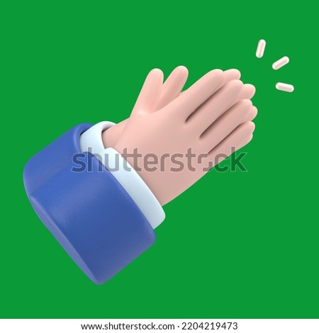 Green Screen Mock-up.Cartoon character hands clapping or applause with loud noise. Green Screen for footage and clipping path.
