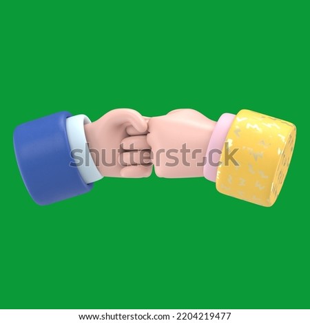 Green Screen Mock-up.Fist to fist greeting, alternative to shaking hands, fist to fist punch,Green Screen for footage and clipping path.
