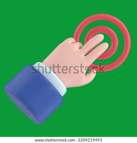 Green Screen Mock-up.Touchscreen gesture line icons.3D illustration hand Touch Button Cartoon character hand.Green Screen for footage and clipping path.
