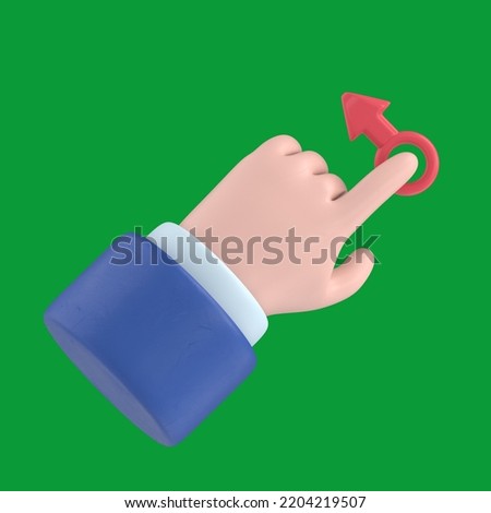 Green Screen Mock-up.Touchscreen gesture line icons.3D illustration hand Touch Button Swipe Right Cartoon character hand. Green Screen for footage and clipping path.
