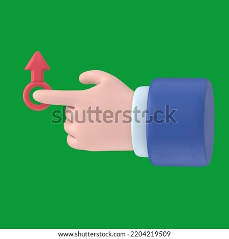 Green Screen Mock-up.Touchscreen gesture line icons.3D illustration hand Touch Button Swipe Left Cartoon character hand. Green Screen for footage and clipping path.
