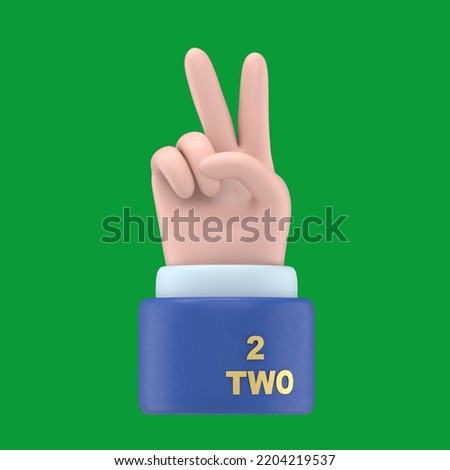 Green Screen Mock-up.Five fingers counting icon.3d hand shows the number two,Green Screen for footage and clipping path.Hands gesture numbers.
