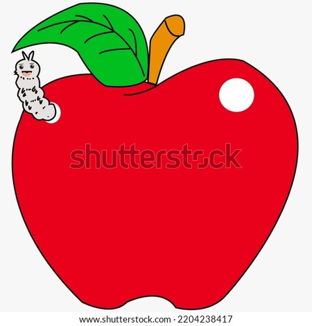 caterpillar and red apple. simple design. suitable for logos, symbols, cartoons and icons