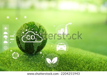 Reduce CO2 emission concept. Developing sustainable CO2 concepts and renewable energy businesses An environmentally friendly approach using renewable energy and can limit climate change climate. Royalty-Free Stock Photo #2204251943