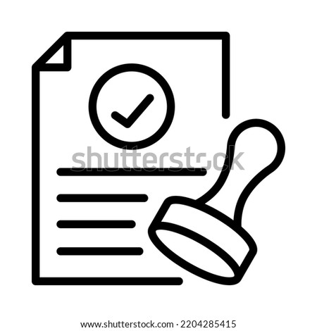 Approved outline icon. Approved stamp with document. For business and payments presentation. Vector Illustration. Royalty-Free Stock Photo #2204285415